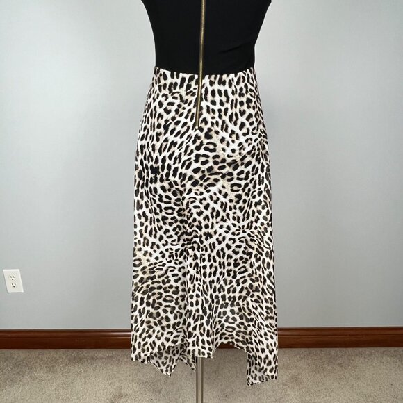 Vince Camuto Womens Leopard Print Maxi Trapeze Dress Black Tan size Small - Picture 10 of 13